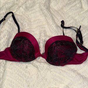 Victoria Secret push up bra Lace Trimmed Bra in Pink and Black 34B